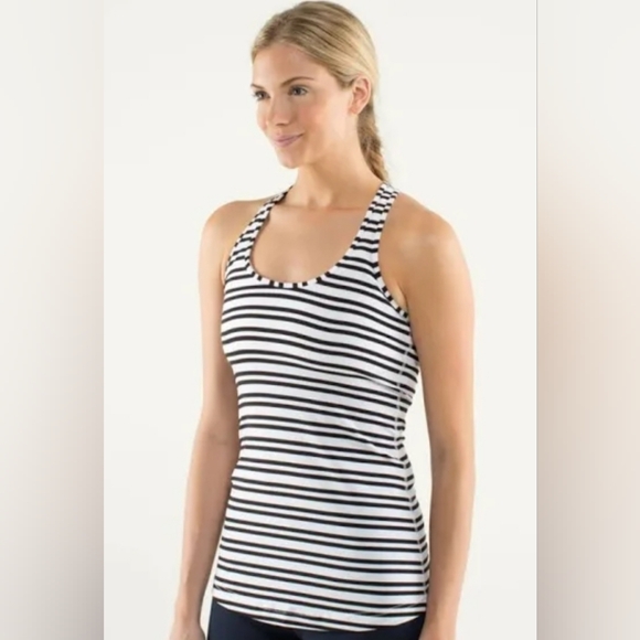 BUNDLE Lululemon "Classic Black Stripe"- "Cool" Racerback + Headband - Picture 3 of 4